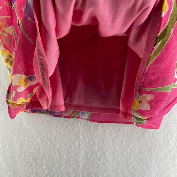 Spense Blouse Women's Sz L Pink Floral Ruffle Pleated Round Neck Regular Fit - Picture 10 of 12